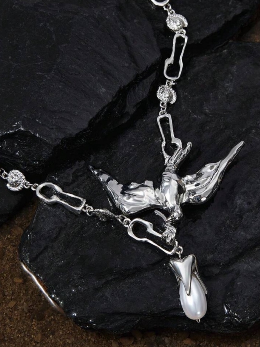 Couture Bird Lariat Chain Necklace - Picture 3 of 4